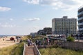 Long Branch Beach Boardwalk and Shore along the Atlantic Ocean in Long Branch New Jersey during the Summer