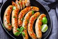 Long breakfast sausage links of pork meat Royalty Free Stock Photo