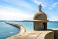 The long breakwater of the old town of Saint-Malo in Brittany, France