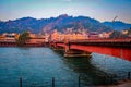 Long bridge over the Ganga river during morning time in Haridwar India Royalty Free Stock Photo