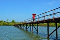 Long bridge over the Madu Ganga river in Sri Lanka