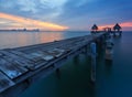 The long bridge over the sea with a beautiful sunrise, Thailand Royalty Free Stock Photo