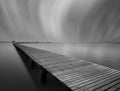 The long bridge over the sea in black and white,Thailand Royalty Free Stock Photo