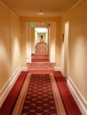 long bright red vintage corridor