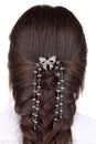 Long Brown Hair Braid. Back View. Royalty Free Stock Photo