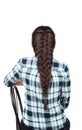 Long Brown Hair Braid. Back View. Royalty Free Stock Photo