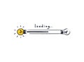 Long Bulb loading bar. Doodle download yellow progress bar. Color concept loading from idea to implementation. Vector