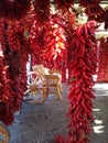 Long bundles of red chili peppers called Ristra Royalty Free Stock Photo