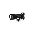 Long camera lens silhouette logo