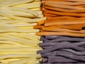 Long chewy marmalade candies of different colors