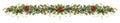 Long Christmas fir garland with poinsettia flower and red berries