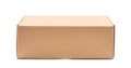 Long closed rectangle blank brown cardboard box, side view. Royalty Free Stock Photo