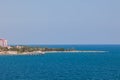 Long coastal spit on the shores of the mediterranean sea in turkey, antalya city