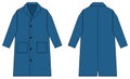 Long coat, trench coat vector template illustration / blue