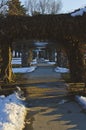 The cold walkway in the city park Royalty Free Stock Photo