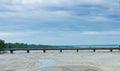 Long concrete bridge on Murty River, North Bengal in West Bengal, India Royalty Free Stock Photo