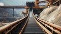 Long Conveyor Belt System for Transporting Raw Ore in an Industrial Setting Royalty Free Stock Photo