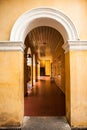 Long corridor of arches entrance to the ancient building Royalty Free Stock Photo