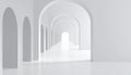Perspective View of a Minimalist White Arched Corridor Royalty Free Stock Photo