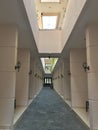 Long corridor with columns and skylight Royalty Free Stock Photo