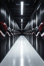 Sleek Modern Data Center Corridor with Illuminated Server Racks Royalty Free Stock Photo
