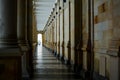 Long corridor between many columns in Mill Colonnade in Karlovy Vary, Czech Republi