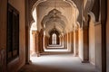 Empty long corridor of a medieval castle Royalty Free Stock Photo