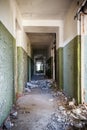 Long corridor of ruined abandoned house Royalty Free Stock Photo