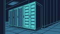 Long Corridor of Server Racks Vector Illustration, vector design Generative AI Royalty Free Stock Photo
