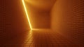 Long corridor with yellow grid pattern and light Royalty Free Stock Photo