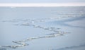 A long crack running along the frozen bay of the Azov Sea