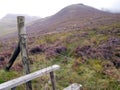 Long Crag seen from stile and much heather