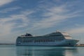 long cruise ship in the harbor