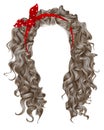 Long curly hairs  with red bow. light blond  colors .beauty fashion style Royalty Free Stock Photo