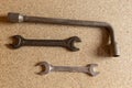 Long curved key pair of wrenches set tool mechanic design basis