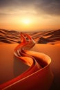 a long curved orange ribbon in a desert