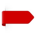 Long curved red bookmark arrow with shadow and copy space isolated on a white background. Royalty Free Stock Photo