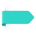 Long curved turquoise bookmark arrow with shadow and copy space isolated on a white background.