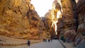 Long curved yellow bent narrow canyon