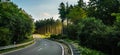 Long Curvy Forest Road In Alpine Mountains Royalty Free Stock Photo