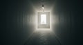 Long Dark Corridor with a Single Bright Window Royalty Free Stock Photo
