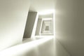 A long, dimly lit hallway with a light shining at the end Royalty Free Stock Photo
