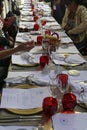 Long dining table at a luxury hotel