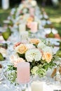 Georgeous wedding table decorated with flowers