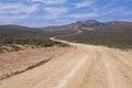 A long dirt road leading into the mountains