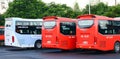 Long-distance buses at the station in Mai Chau, Vietnam