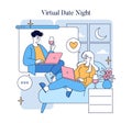 Long Distance Love. Flat Vector Royalty Free Stock Photo