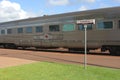 Long distance train The Ghan is waiting for passengers, railway station Darwin, Australia