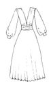 Long dress cloth. Hand drawn fashion sketch. Flat vector isolated outline illustration