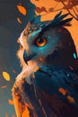 Long-eared Owl. Abstract, multicolored, graphic portrait of an owl vector